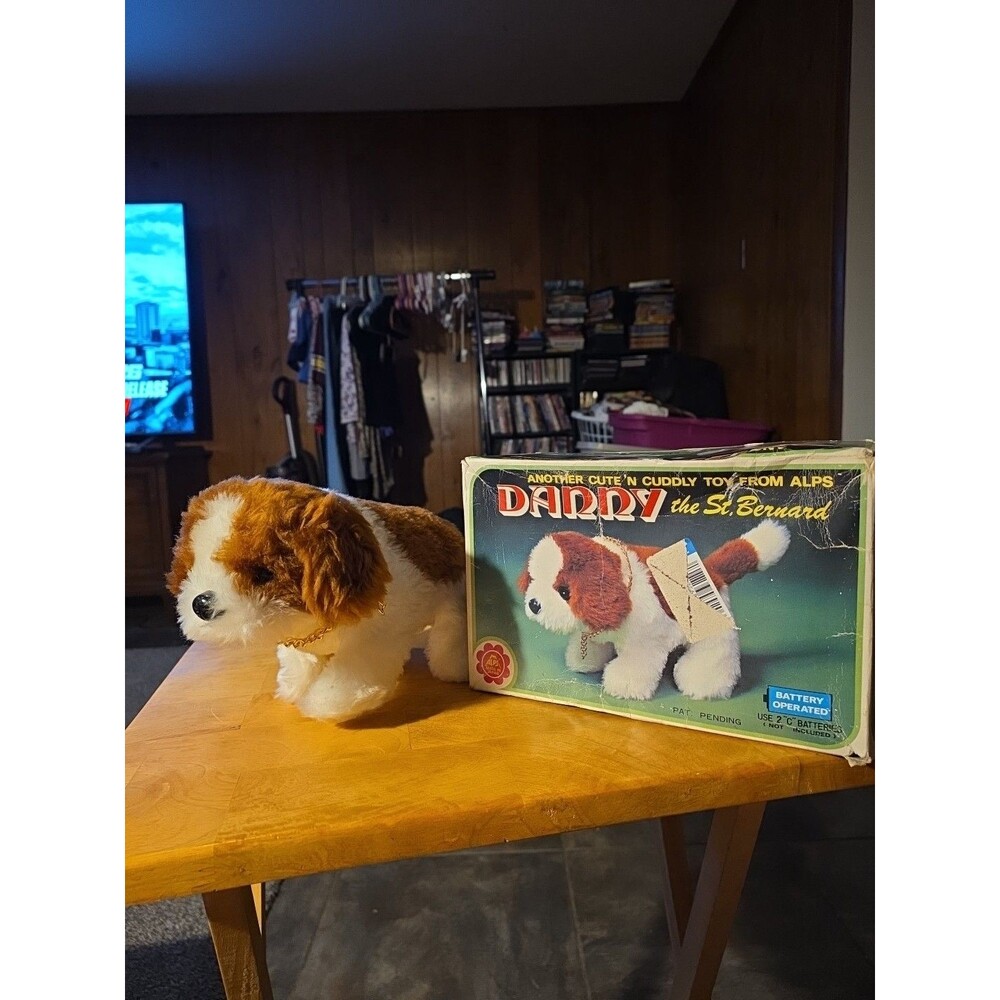 Alps Vtg Danny St. Bernard Japan Walk Bark Sit Dog Battery Operated Works/176b